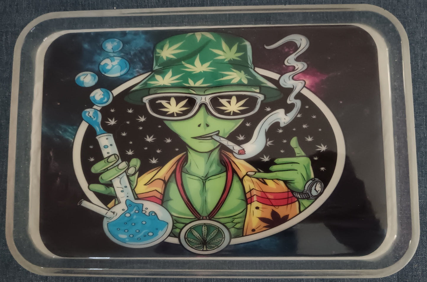 Bonged Alien - Large Round Corned Tray - GLOW