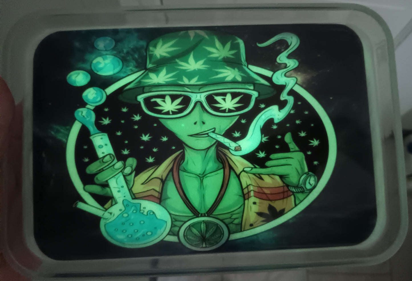 Bonged Alien - Large Round Corned Tray - GLOW