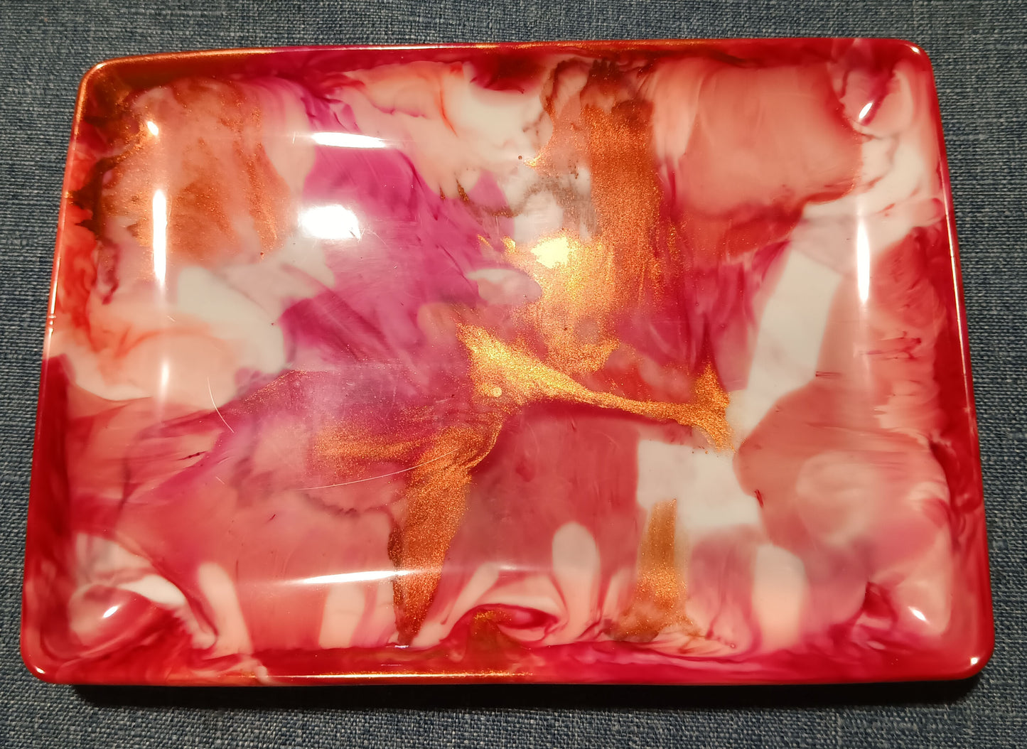 Red, White, & Gold 2 - Small Rectangle Tray